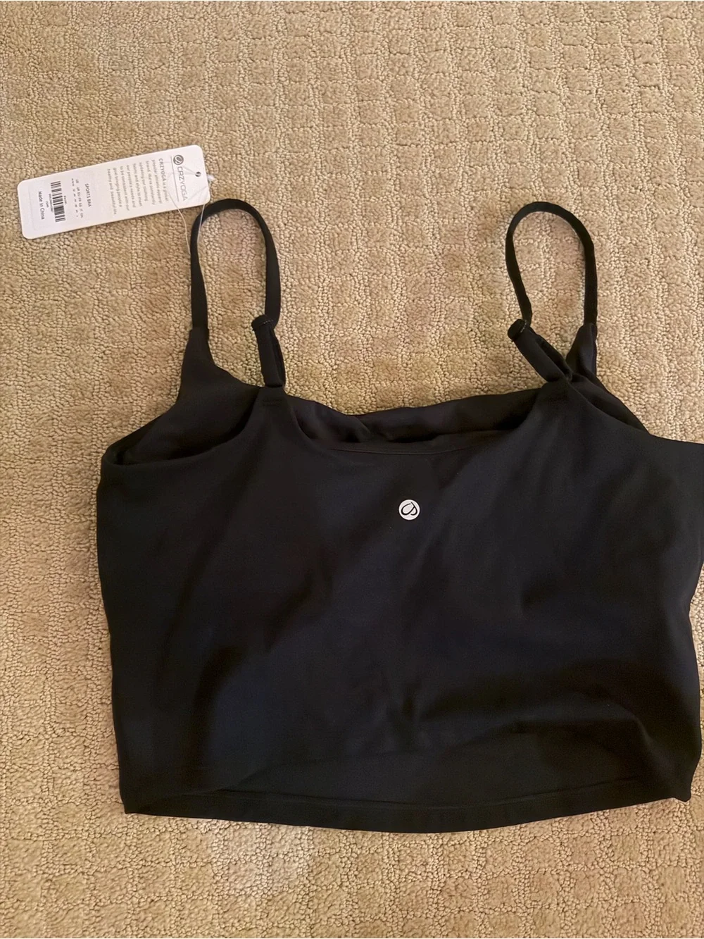 CRZ YOGA Black Sports Bra Tag - Brand Label